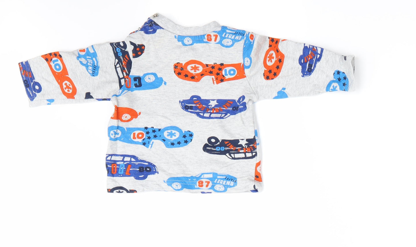 Nutmeg Boys Grey   Basic T-Shirt Size 3-6 Months  - Car Print