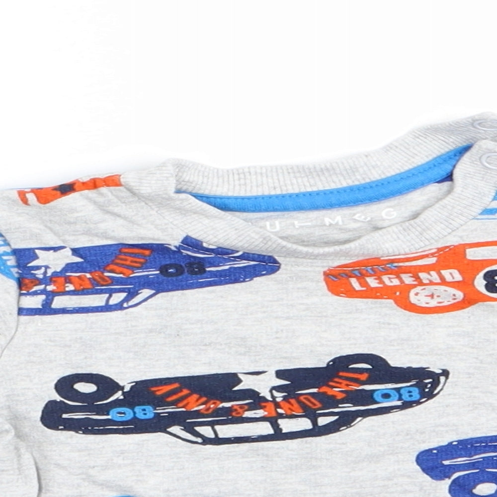 Nutmeg Boys Grey   Basic T-Shirt Size 3-6 Months  - Car Print