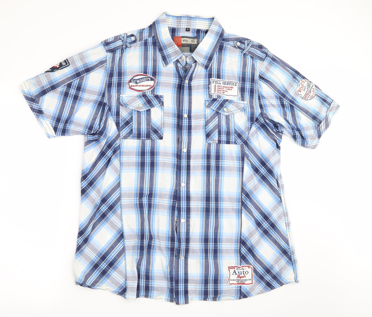 George Mens Blue Check   Button-Up Size XL  - Woody's