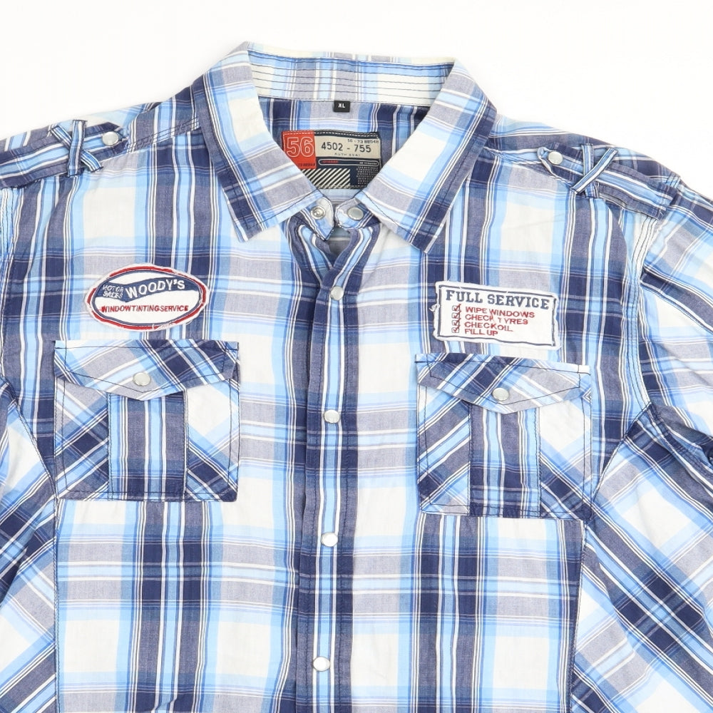 George Mens Blue Check   Button-Up Size XL  - Woody's