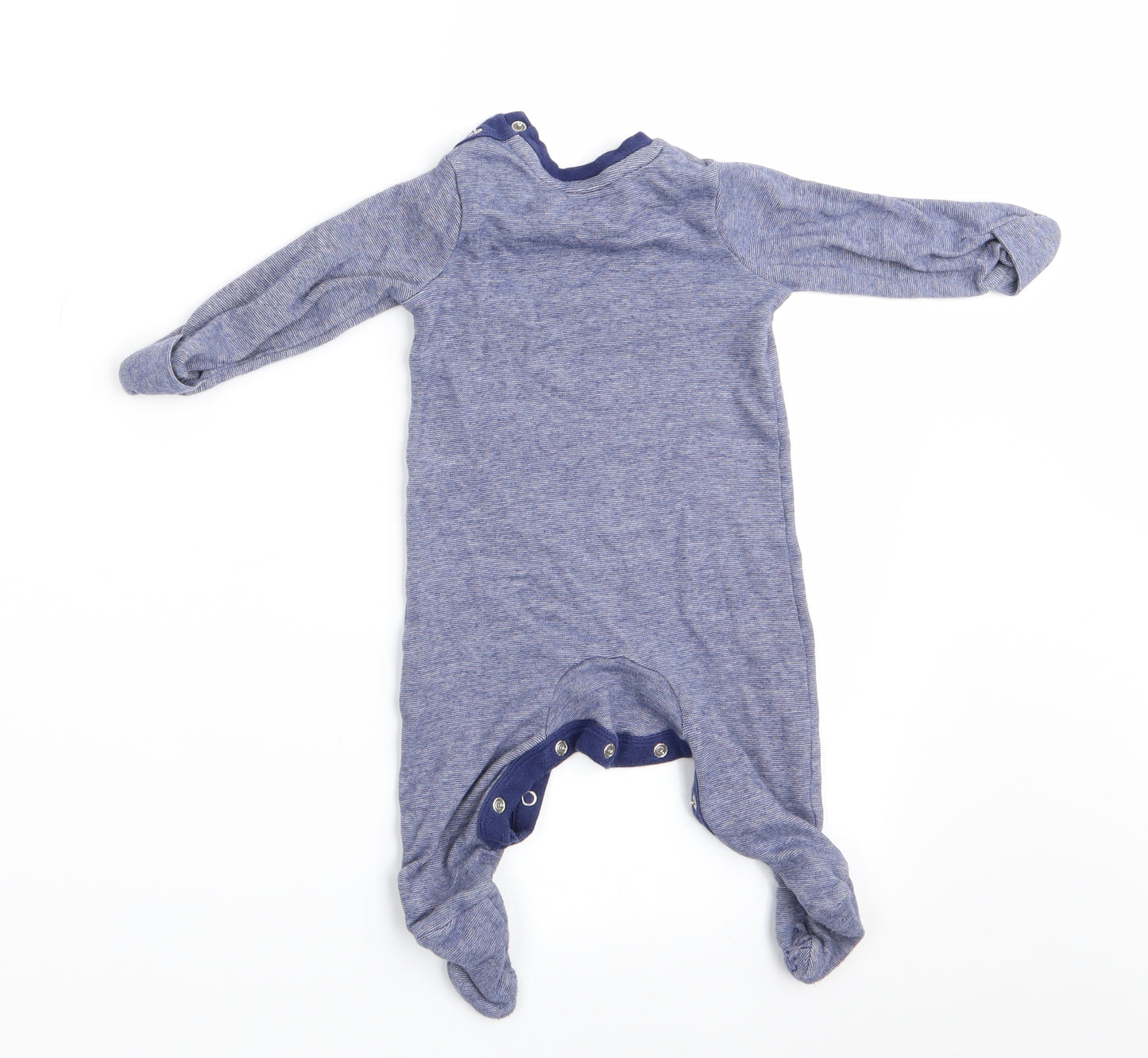 Florence and Fred Boys Blue Animal Print  Babygrow One-Piece Size 3-6 Months  - Lion's face