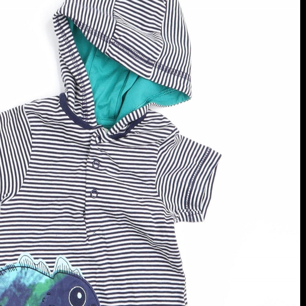 Mantaray Boys Blue Striped  Romper One-Piece Size 3-6 Months  - Lizard Logo