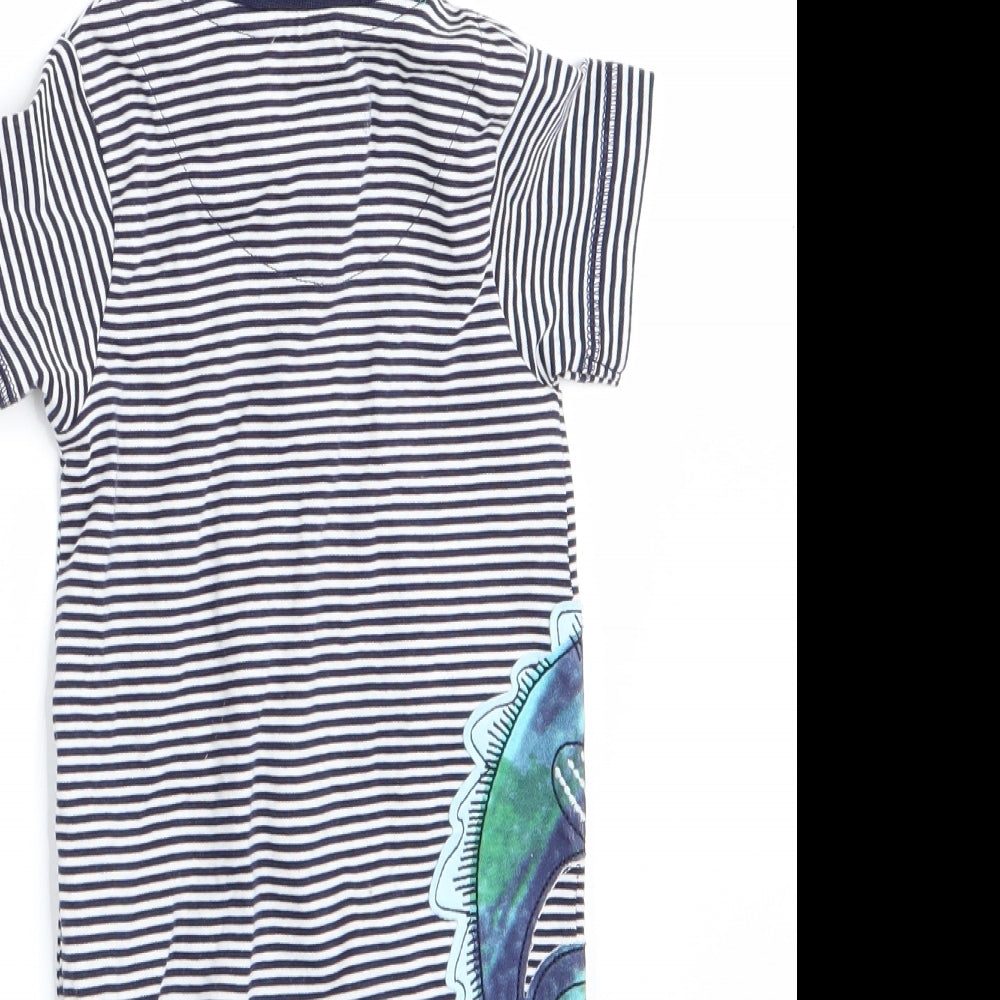 Mantaray Boys Blue Striped  Romper One-Piece Size 3-6 Months  - Lizard Logo