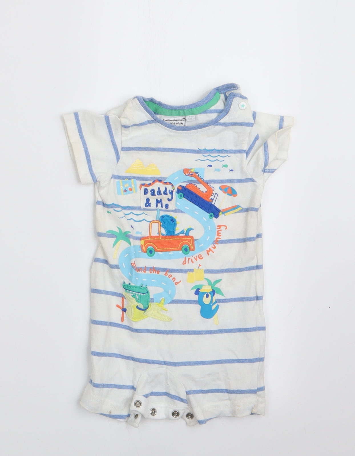Blue Zoo Boys Blue Animal Print  Romper One-Piece Size 3-6 Months  - Daddy & Me