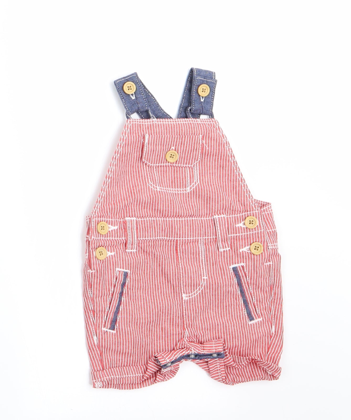 Nutmeg Boys Red Striped  Dungaree One-Piece Size 0-3 Months