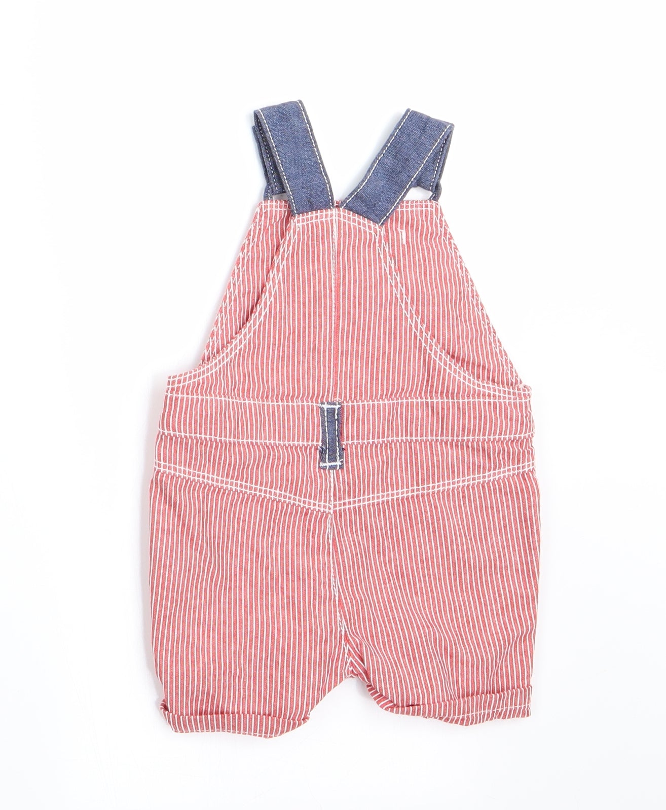 Nutmeg Boys Red Striped  Dungaree One-Piece Size 0-3 Months
