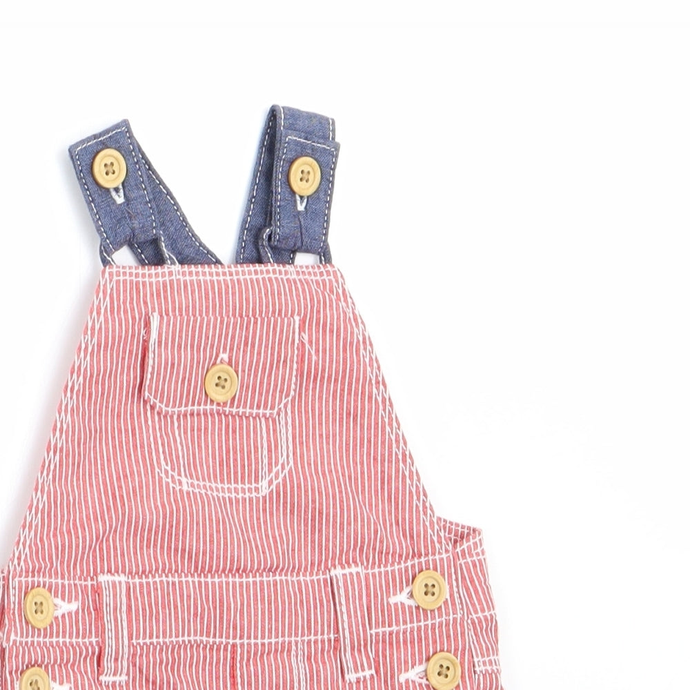 Nutmeg Boys Red Striped  Dungaree One-Piece Size 0-3 Months