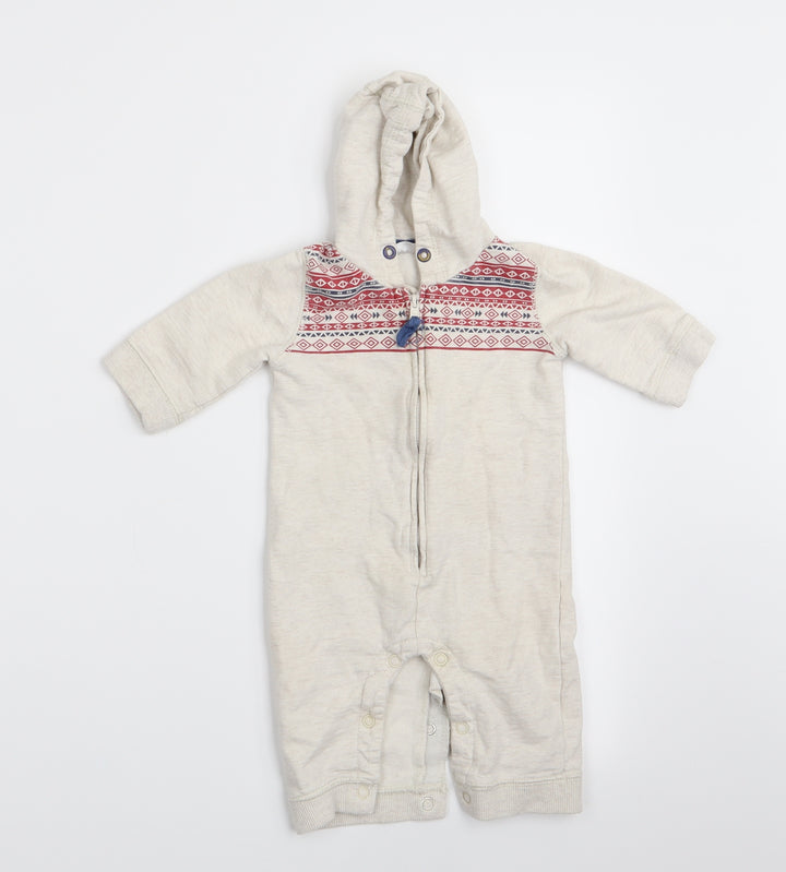 Florence and Fred Boys Beige Geometric Coverall One-Piece Size 3-6 Months