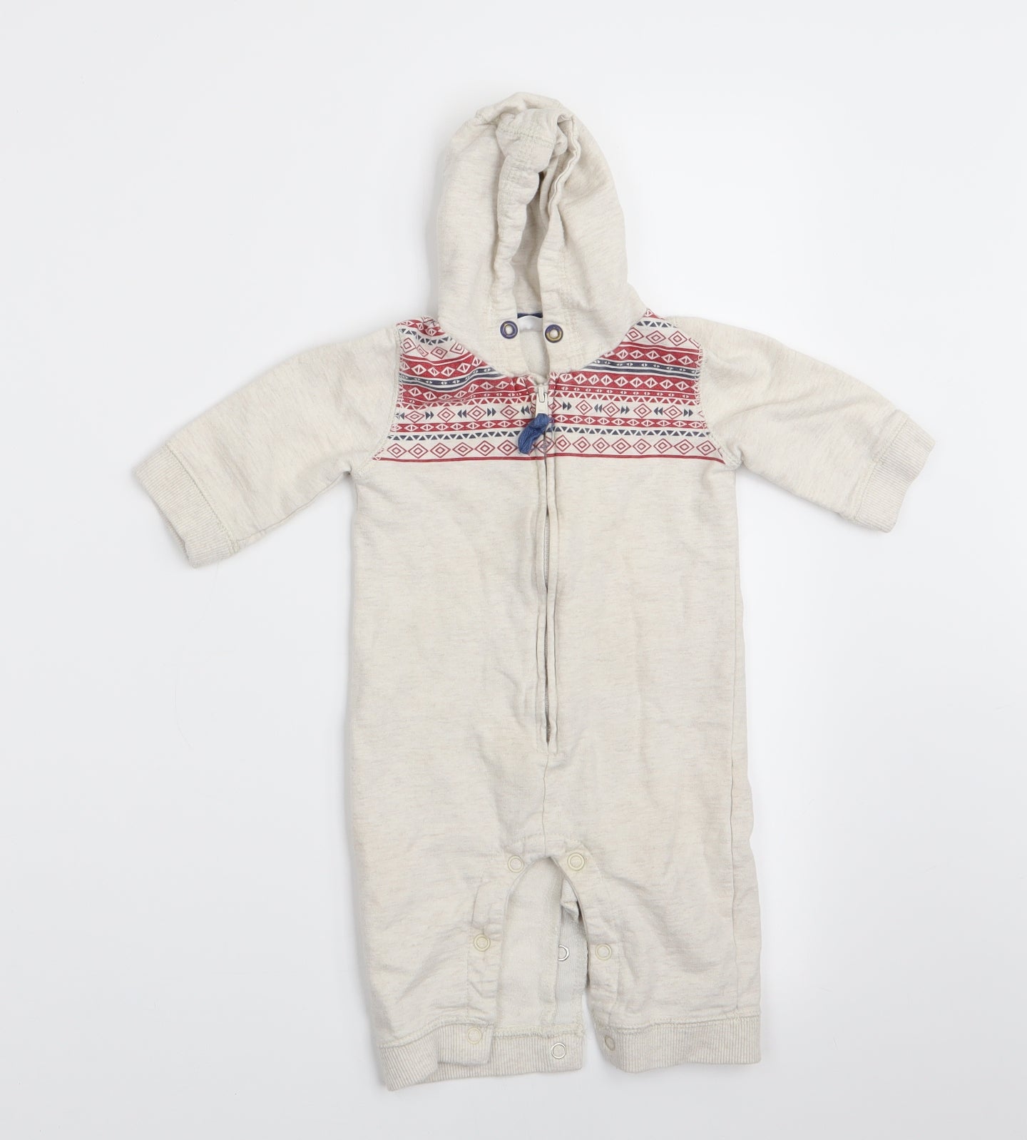 Florence and Fred Boys Beige Geometric  Coverall One-Piece Size 3-6 Months