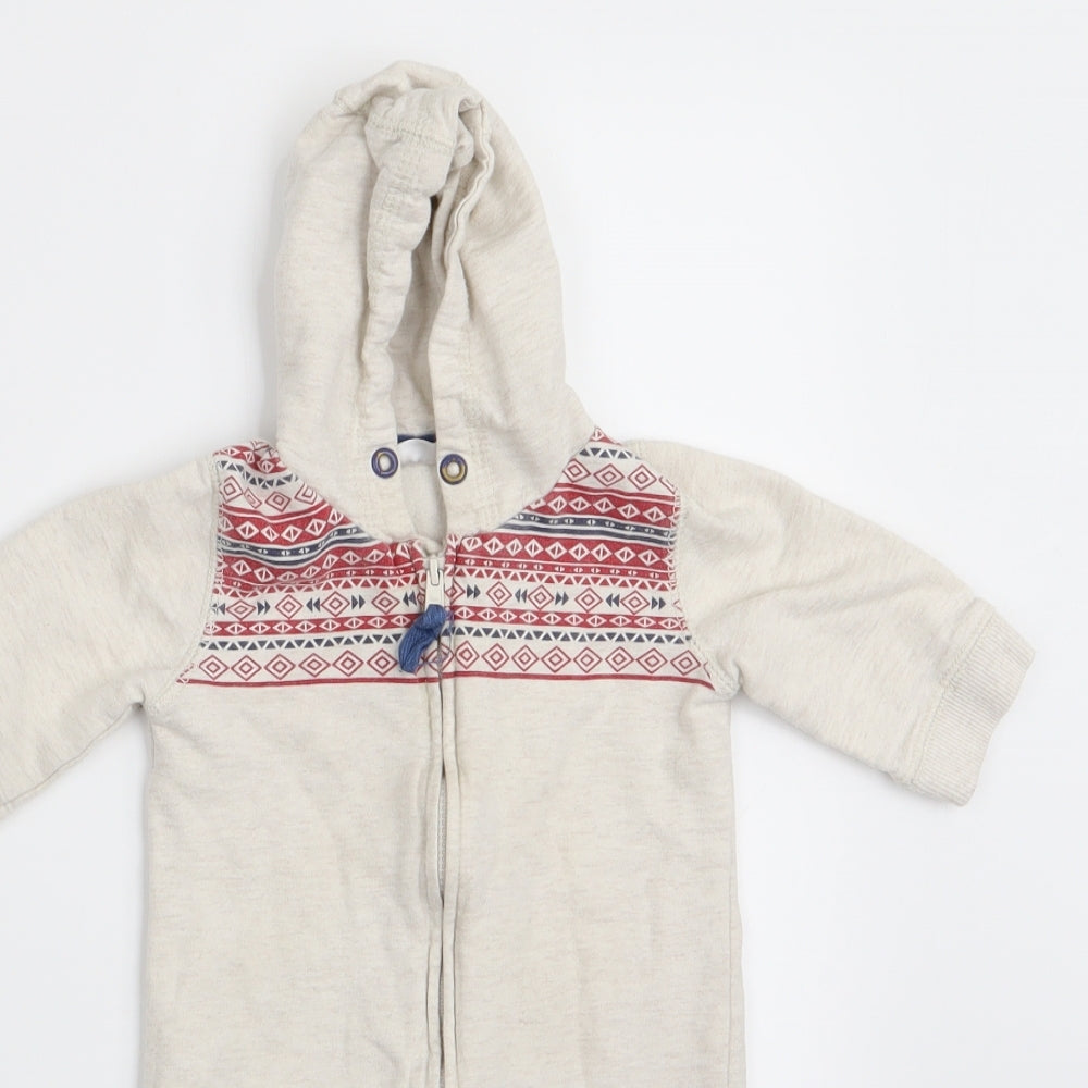 Florence and Fred Boys Beige Geometric  Coverall One-Piece Size 3-6 Months