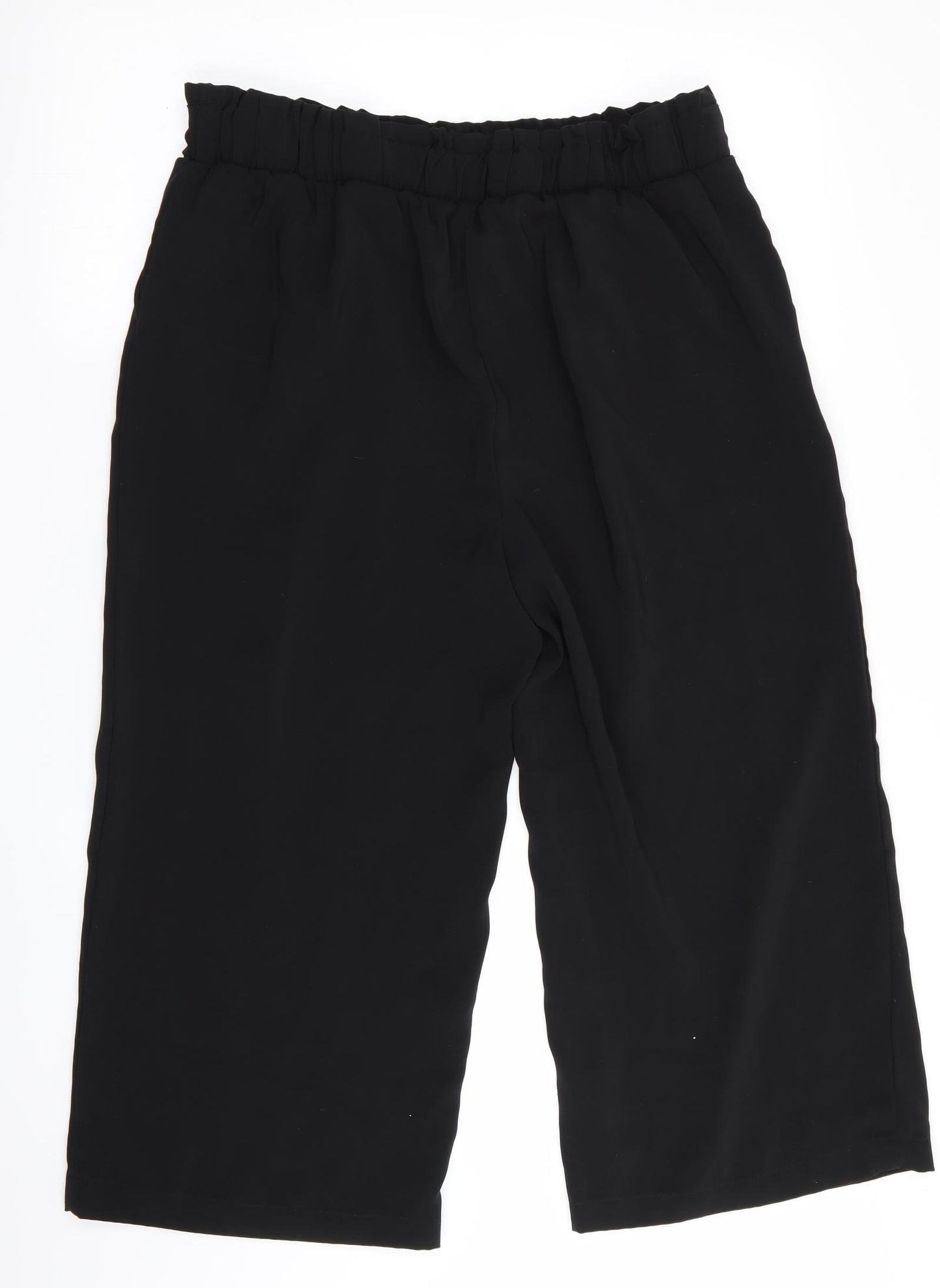 New Look Womens Black   Cropped Trousers Size 14 L22 in - Wide Legged