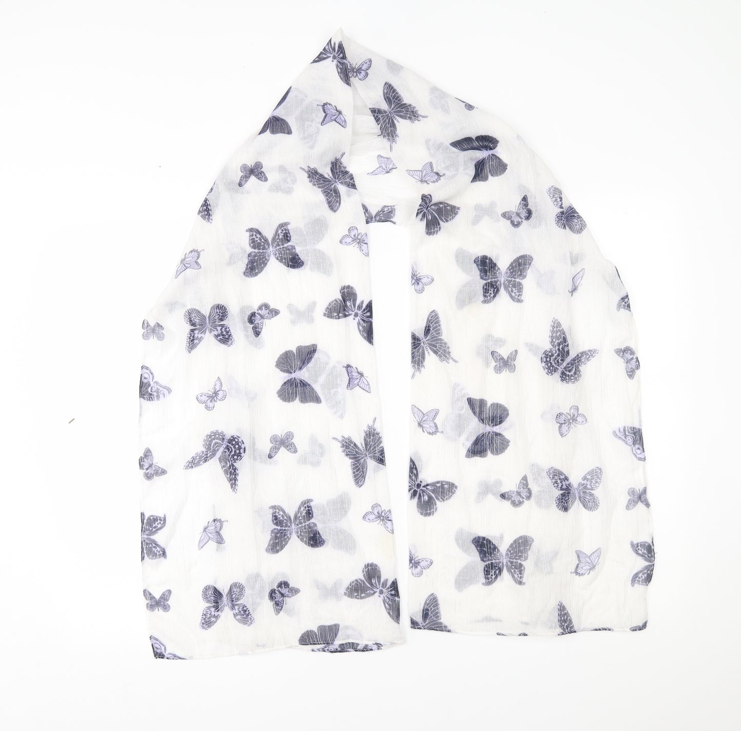 Preworn Womens White    Scarf   - butterfly pattern