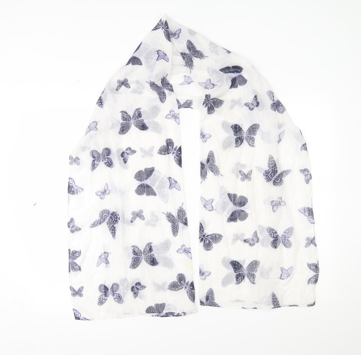 Preworn Womens White    Scarf   - butterfly pattern
