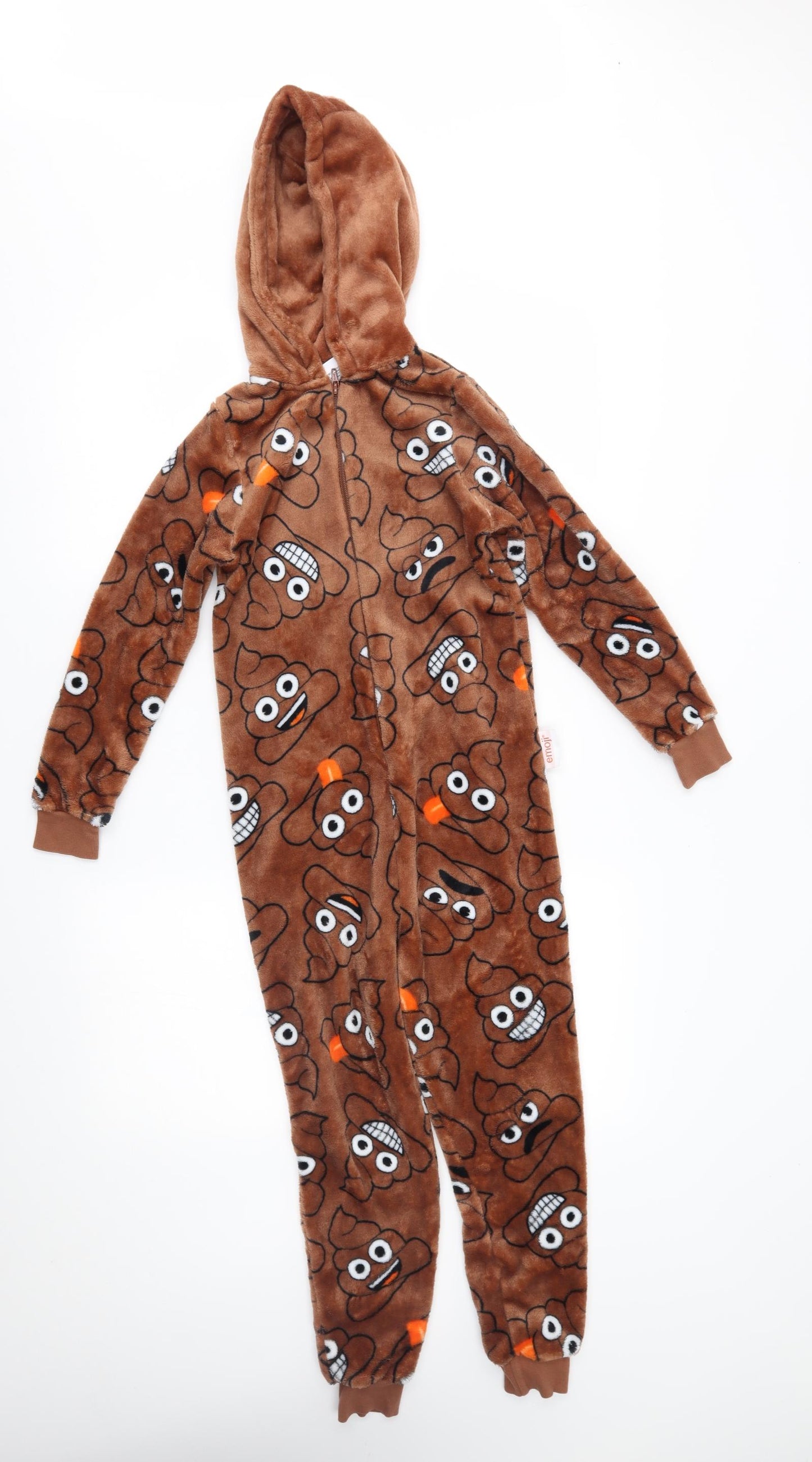 Matalan Boys Brown    One Piece Size 9 Years  - poop emoji