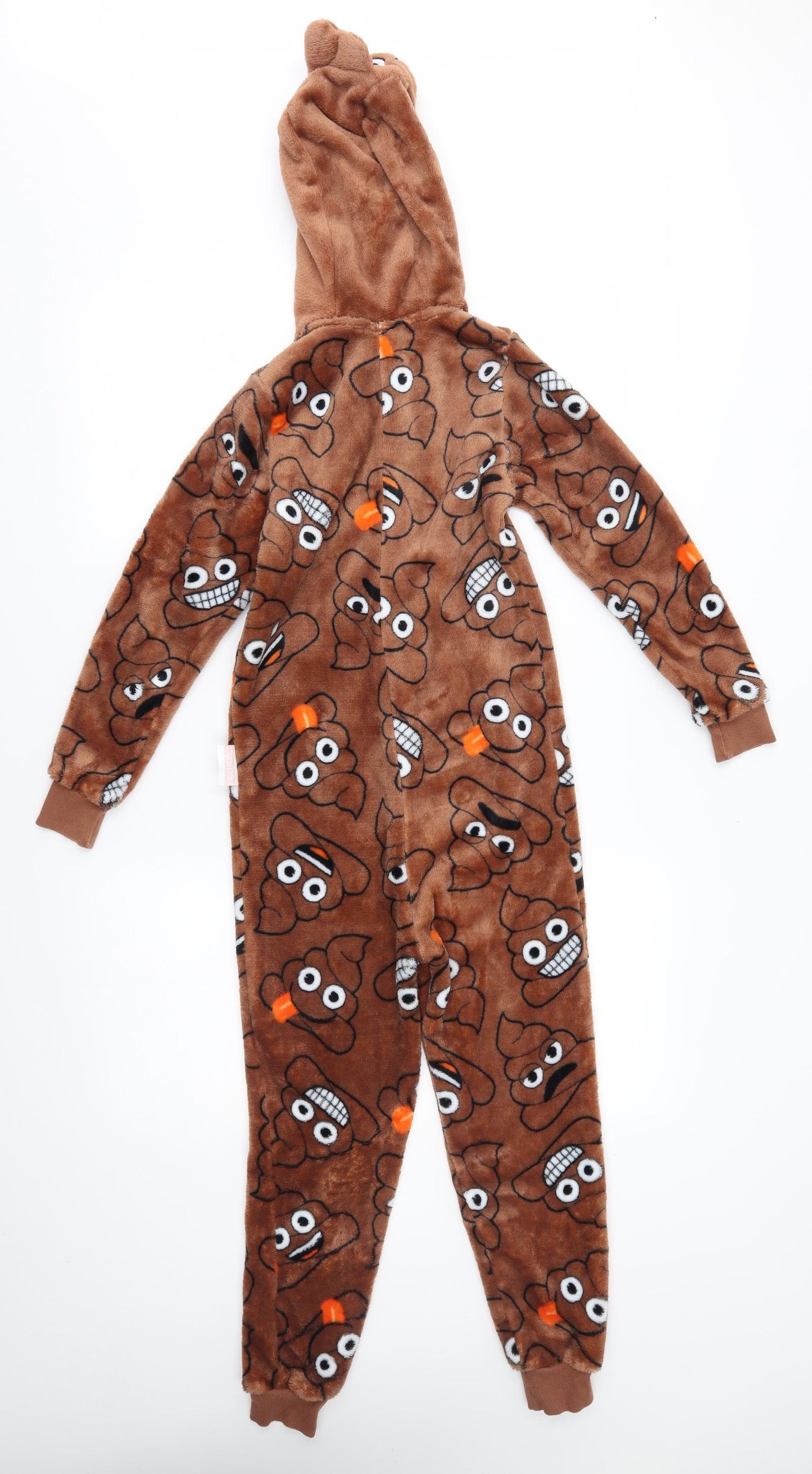 Matalan Boys Brown    One Piece Size 9 Years  - poop emoji