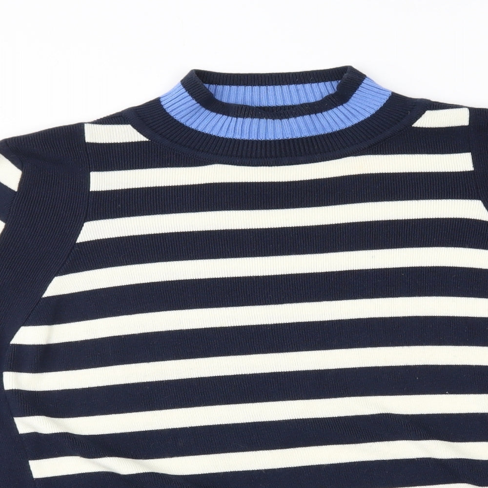 M&S Womens Blue Striped  Pullover Jumper Size 16