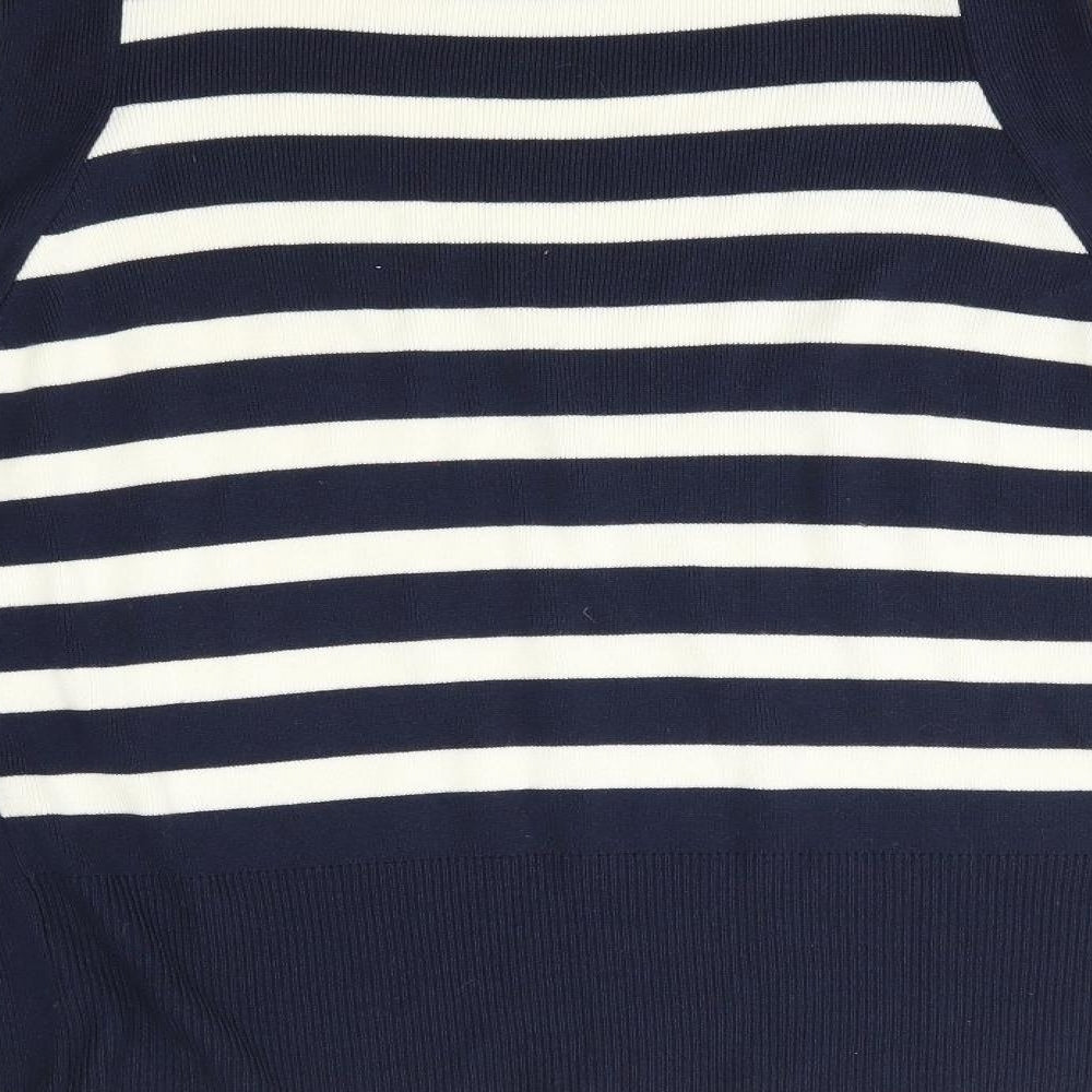 M&S Womens Blue Striped  Pullover Jumper Size 16