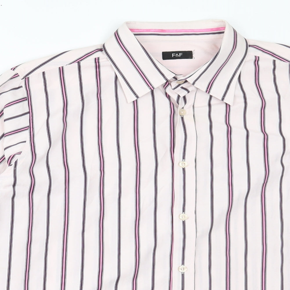 F&F Mens Pink Striped   Button-Up Size L