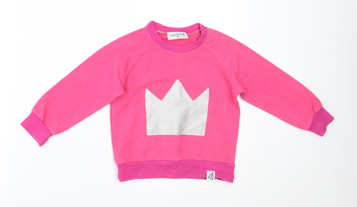 milkybaby Girls Pink   Pullover Jumper Size 3-4 Years  - crown