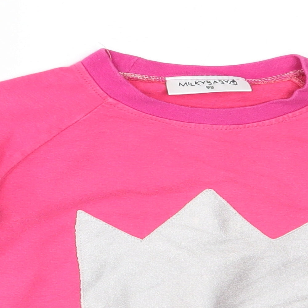 milkybaby Girls Pink   Pullover Jumper Size 3-4 Years  - crown