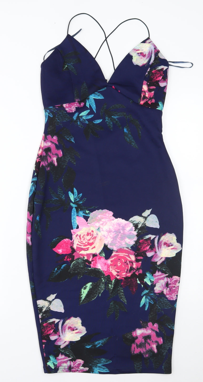 AX Paris Womens Blue Floral  Bodycon  Size 10