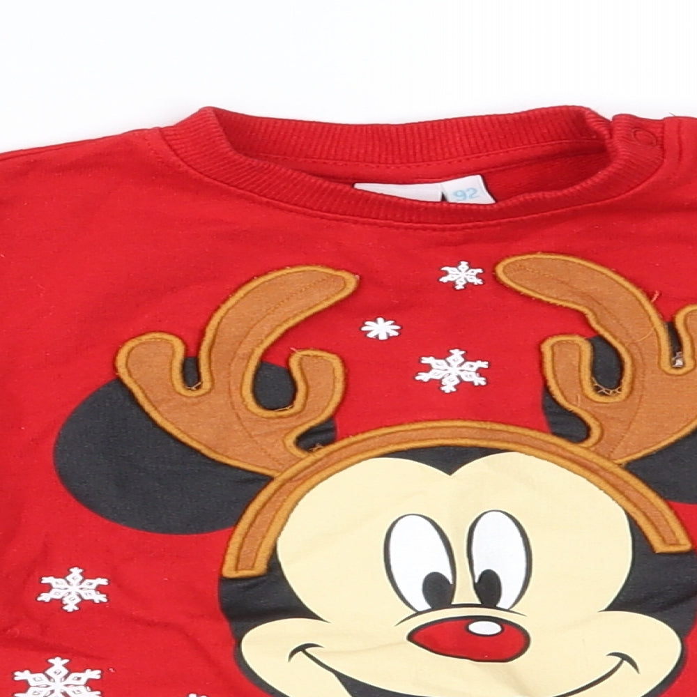 Disney Baby Red   Pullover Jumper Size 18-24 Months  - disney, mickey mouse