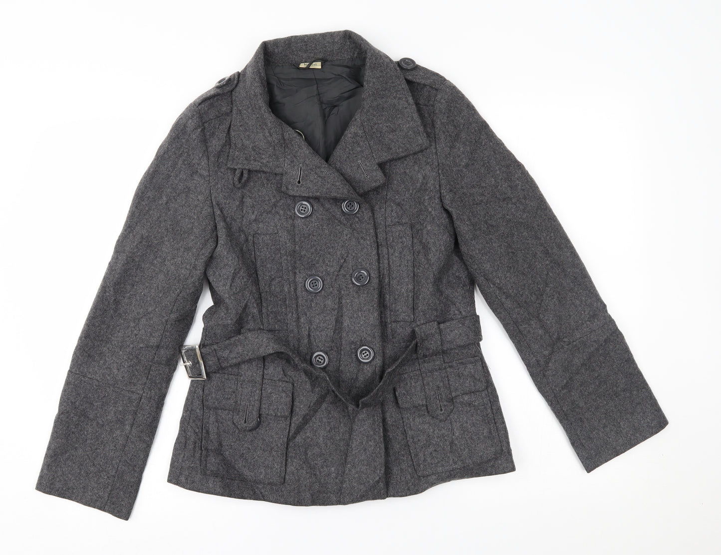 Kylie Girls Grey   Pea Coat Coat Size 12 Years