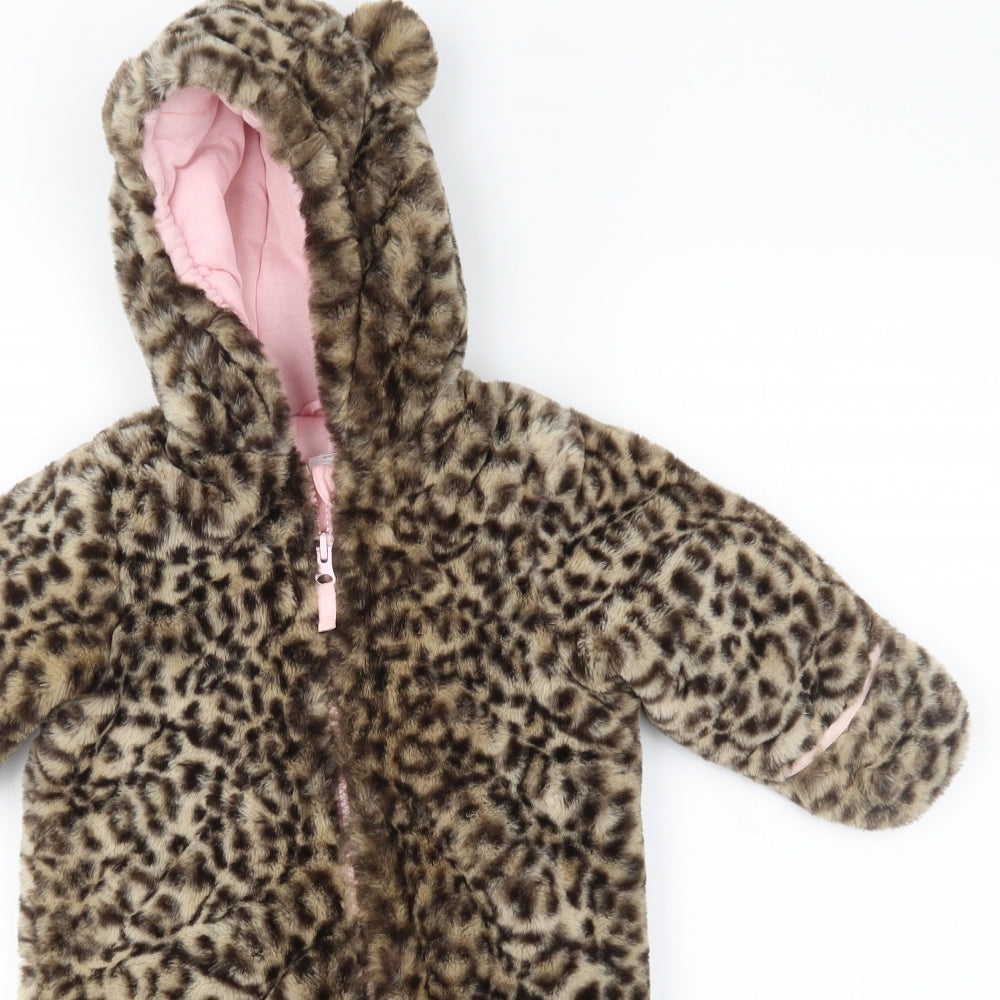 carters Girls Brown Animal Print   One Piece Size 9-12 Months  - thick