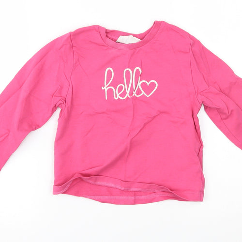 H&M Girls Pink   Basic T-Shirt Size 4-5 Years  - hello