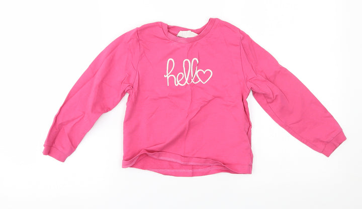 H&M Girls Pink Basic T-Shirt Size 4-5 Years - hello
