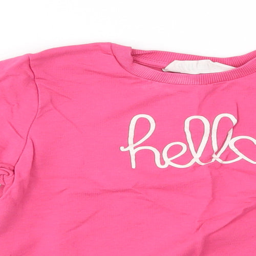 H&M Girls Pink   Basic T-Shirt Size 4-5 Years  - hello