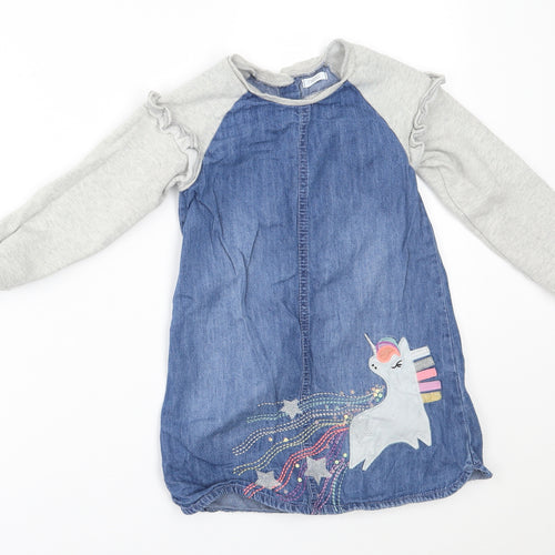 NEXT Girls Blue   Jumper Dress  Size 4-5 Years  - unicorn