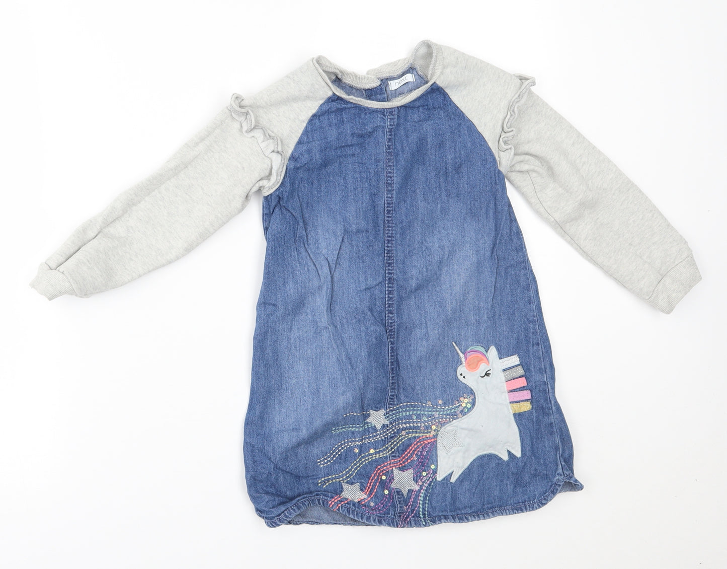 NEXT Girls Blue   Jumper Dress  Size 4-5 Years  - unicorn