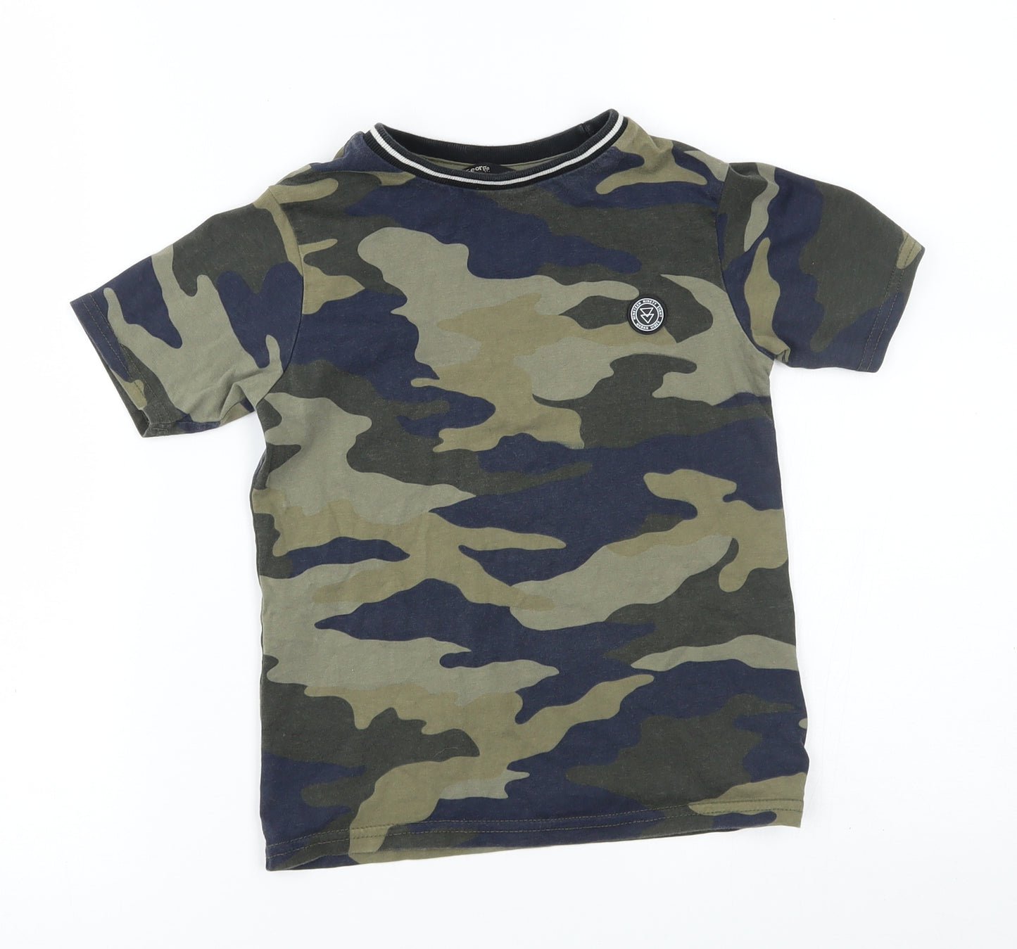 George Boys Green Camouflage  Basic T-Shirt Size 6-7 Years