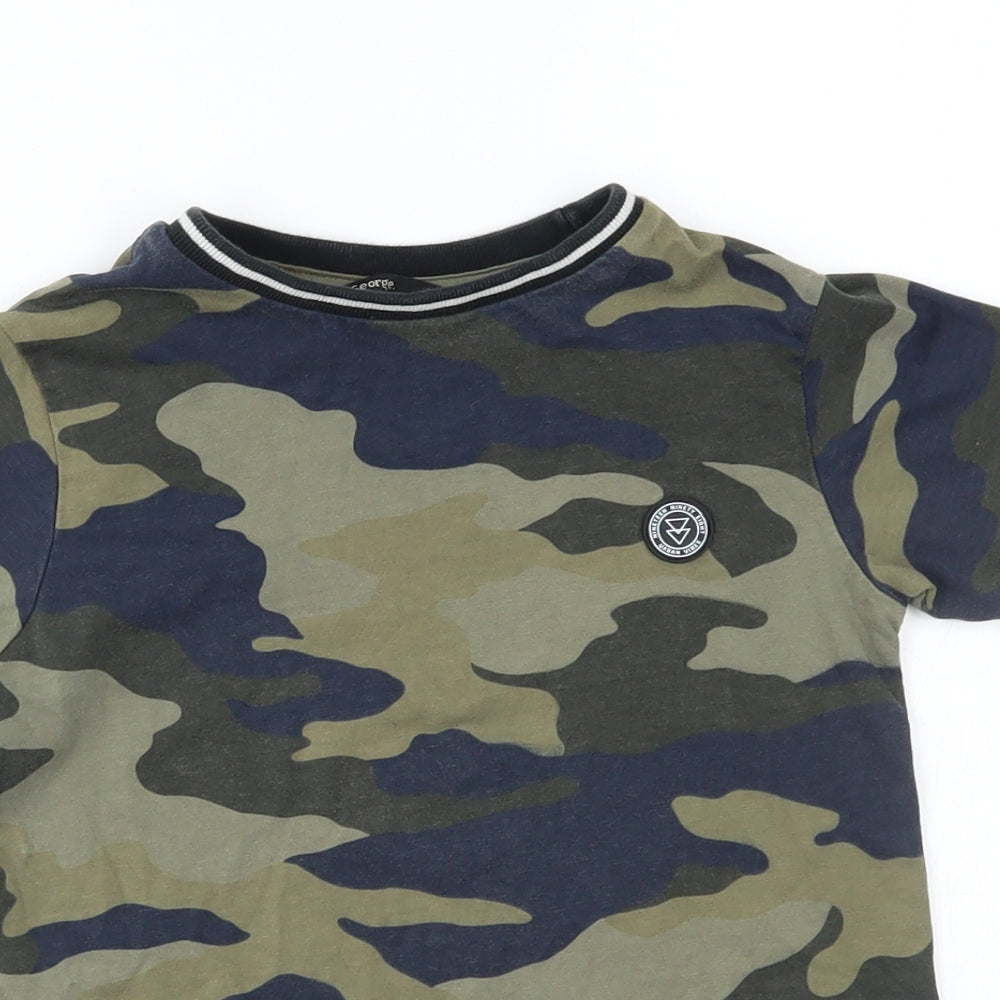 George Boys Green Camouflage  Basic T-Shirt Size 6-7 Years