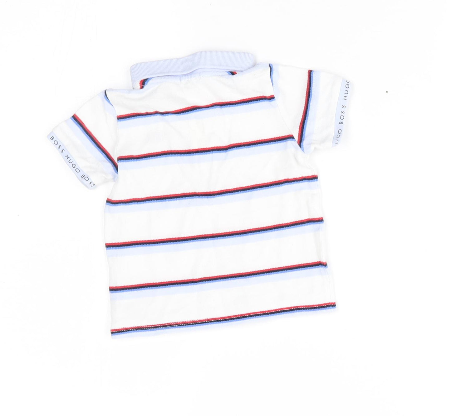 HUGO BOSS Baby White Striped  Basic Polo Size 12 Months