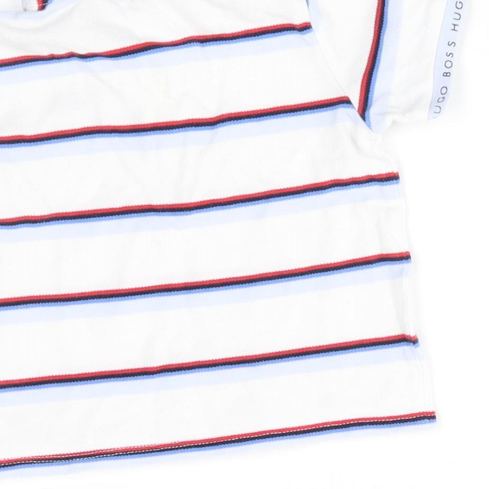 HUGO BOSS Baby White Striped  Basic Polo Size 12 Months