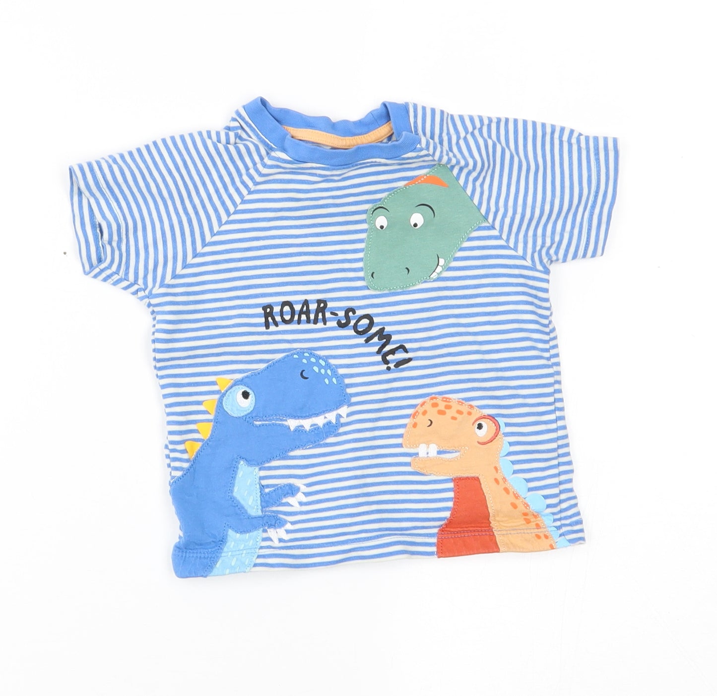 Nutmeg Baby Blue Striped  Basic T-Shirt Size 12-18 Months  - dinos