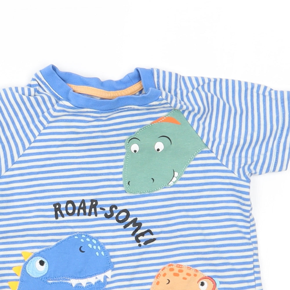 Nutmeg Baby Blue Striped  Basic T-Shirt Size 12-18 Months  - dinos