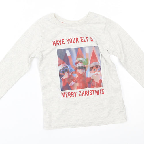 M&S Boys Grey   Basic T-Shirt Size 2-3 Years  - have your elf a merry christmas