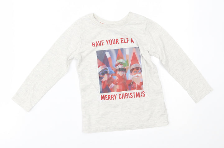 M&S Boys Grey Basic T-Shirt Size 2-3 Years - have your elf a merry christmas