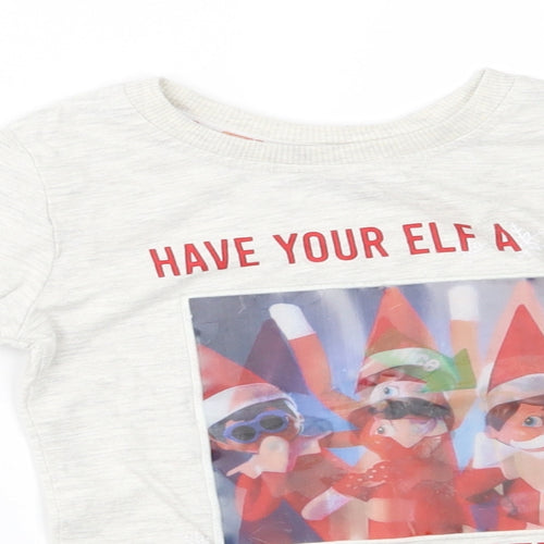 M&S Boys Grey   Basic T-Shirt Size 2-3 Years  - have your elf a merry christmas