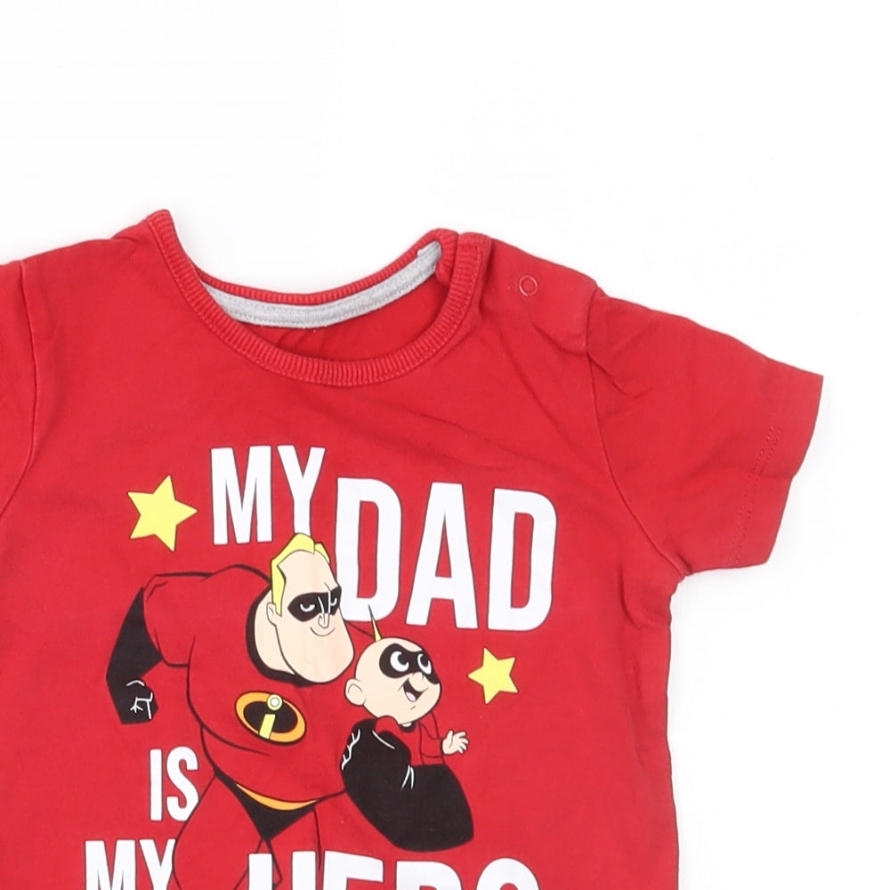 George Baby Red   Basic T-Shirt Size 9-12 Months  - my dad is my hero
