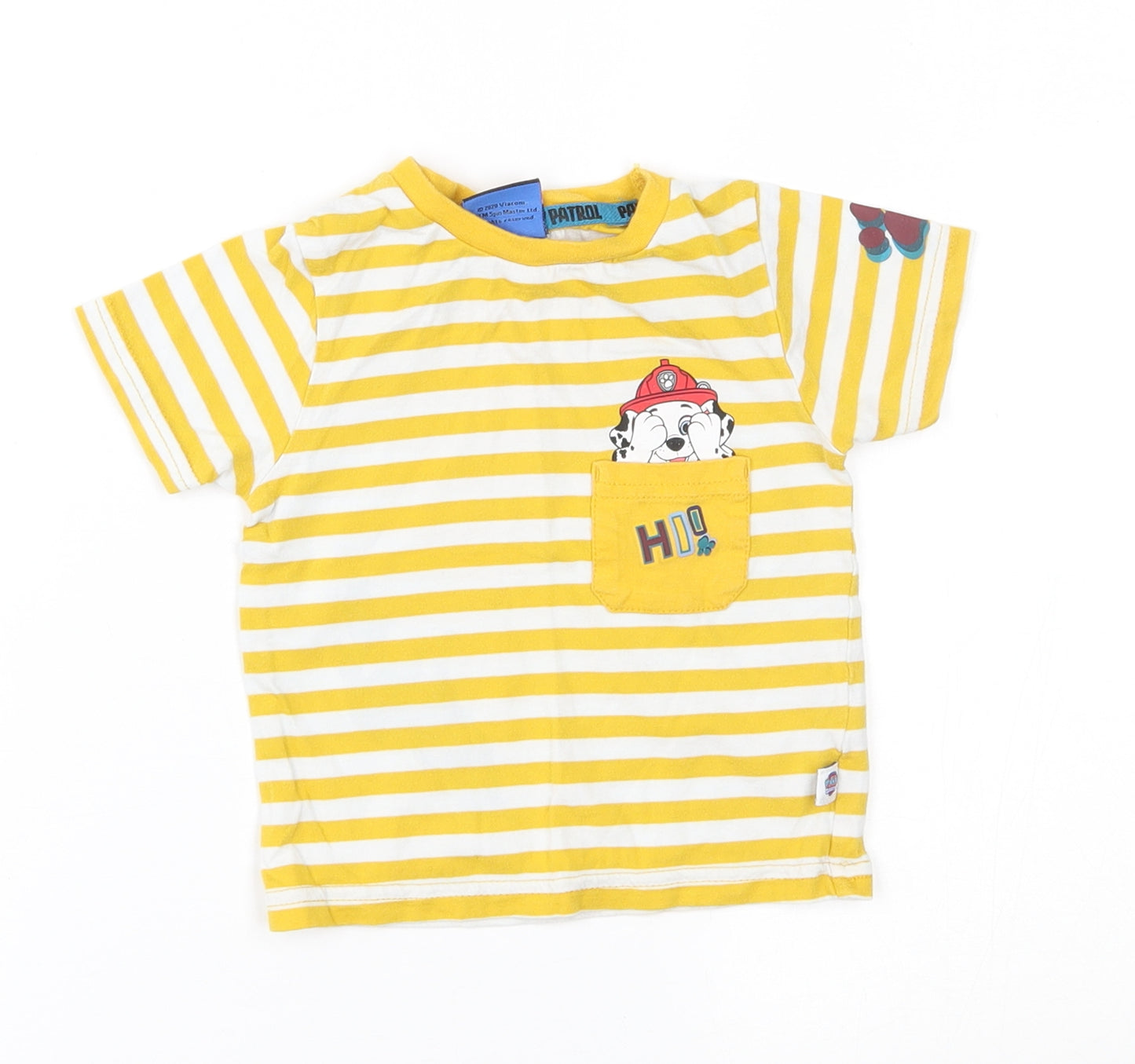 George Baby Yellow Striped  Basic T-Shirt Size 12-18 Months  - paw patrol