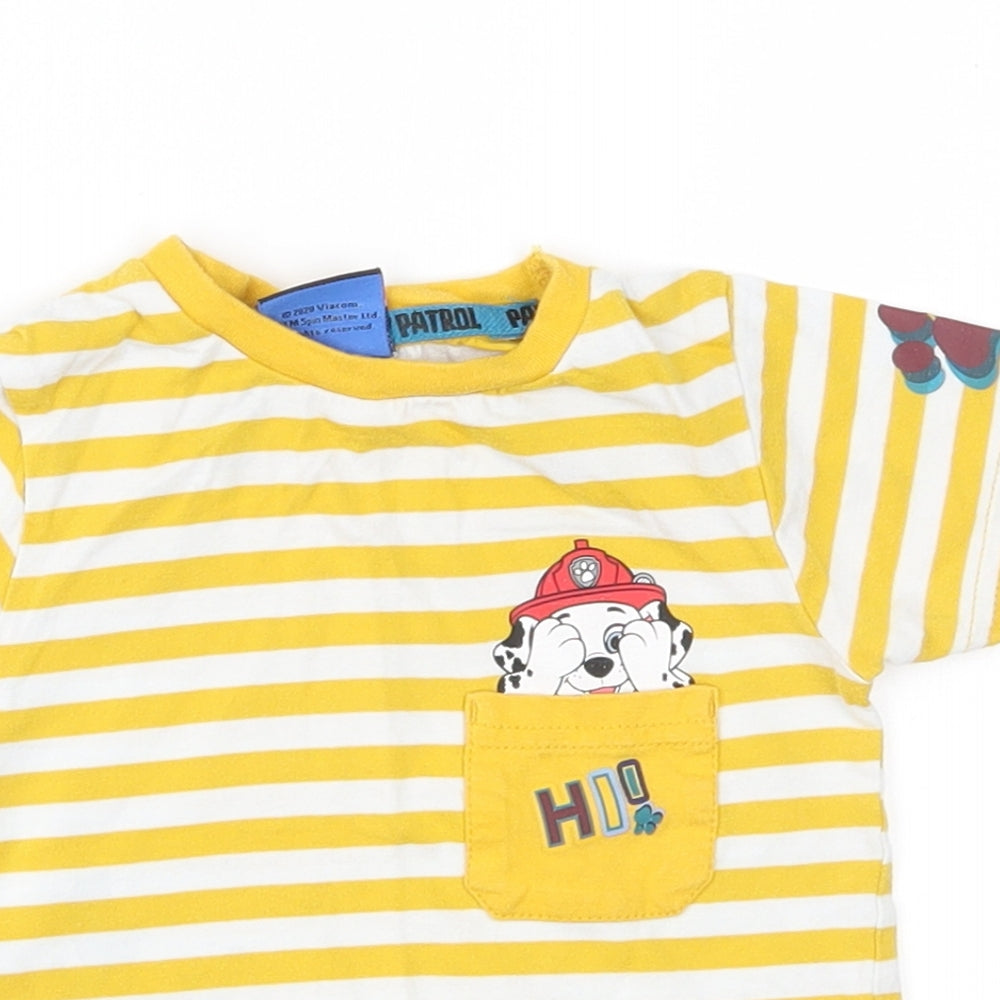 George Baby Yellow Striped  Basic T-Shirt Size 12-18 Months  - paw patrol