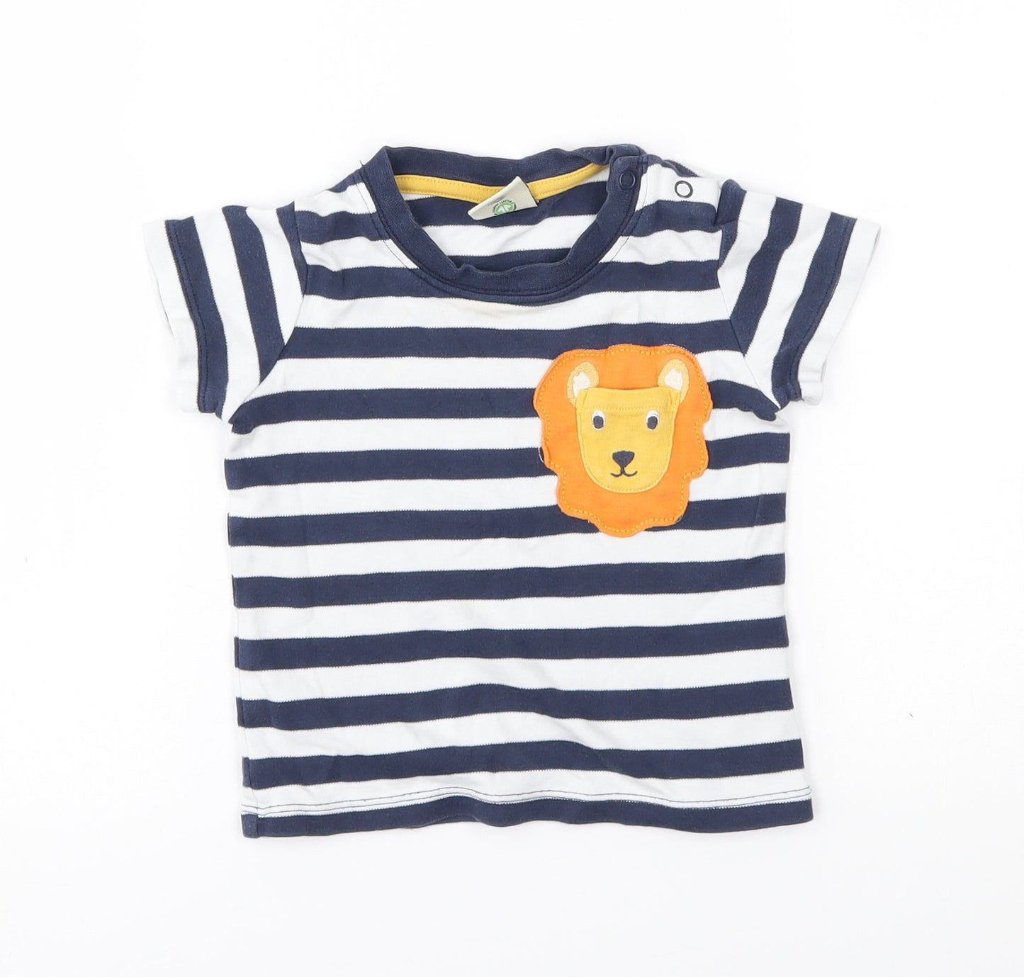 Frugi Baby White Striped  Basic T-Shirt Size 12-18 Months