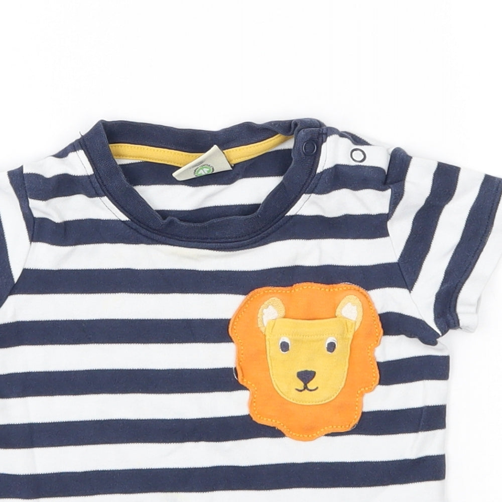 Frugi Baby White Striped  Basic T-Shirt Size 12-18 Months