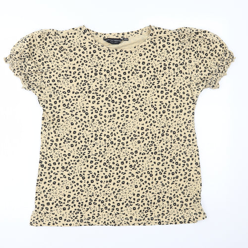 Dorothy Perkins Womens Yellow Animal Print  Basic Blouse Size L