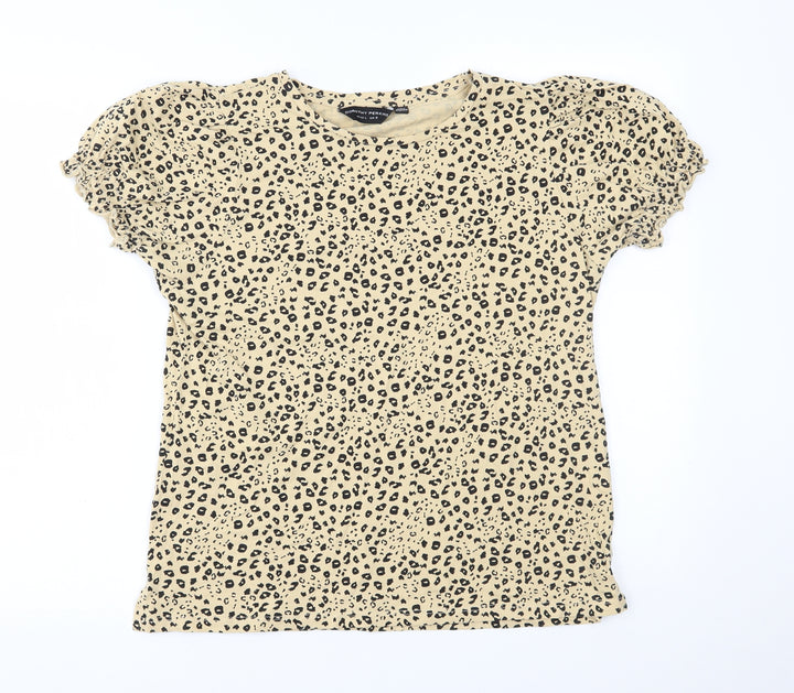 Dorothy Perkins Womens Yellow Animal Print Basic Blouse Size L