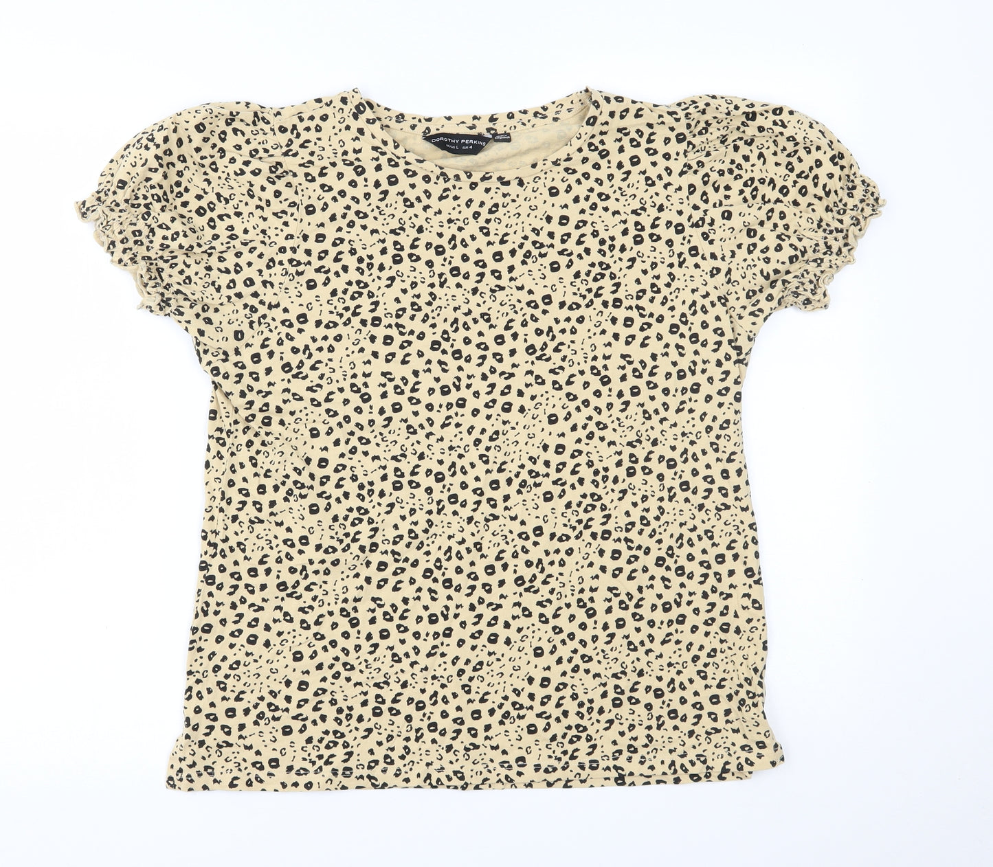 Dorothy Perkins Womens Yellow Animal Print  Basic Blouse Size L